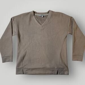 Marc New York Andre Ribbed V-Neck Long Sleeve Knit Top Womens XL Brown M05